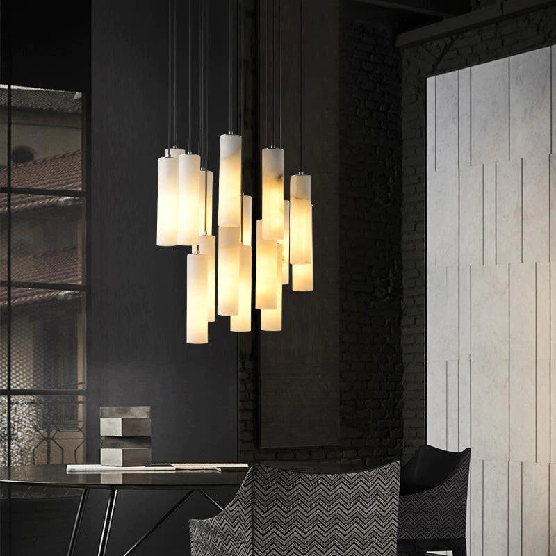 Joyfuzzy Eudora Alabaster Modern Pendant Light For Foyer And Staircase Area