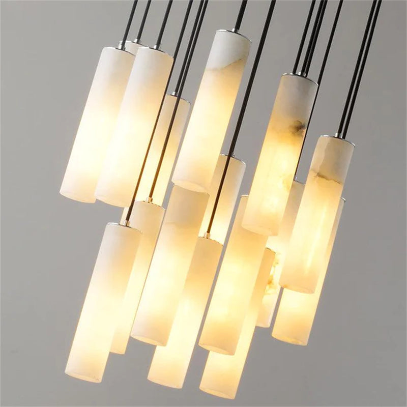 Joyfuzzy Eudora Alabaster Modern Pendant Light For Foyer And Staircase Area