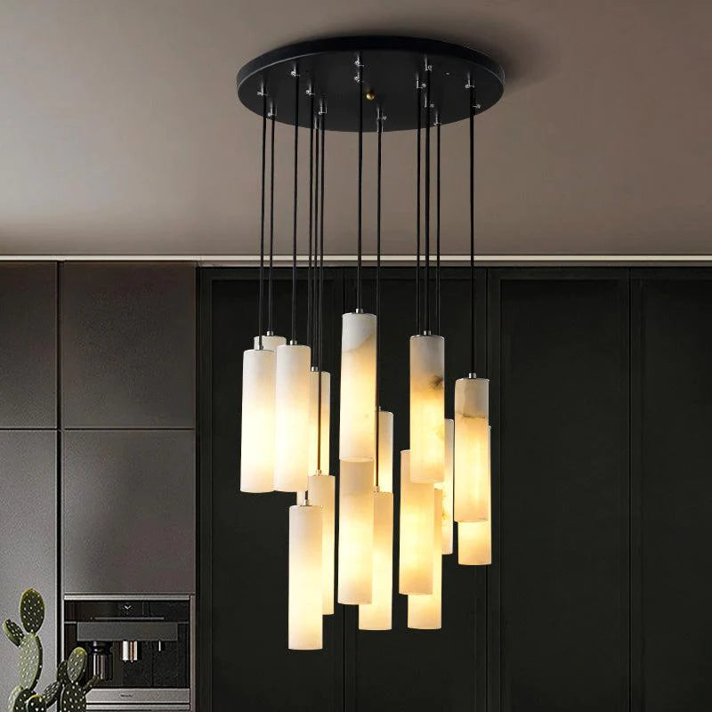 Joyfuzzy Eudora Alabaster Modern Pendant Light For Foyer And Staircase Area