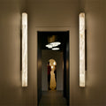 Garron Modern Alabaster Linear Wall Sconce Wall Light Fixtures J-CHANDELIER Brass 3'' W x 22'' H