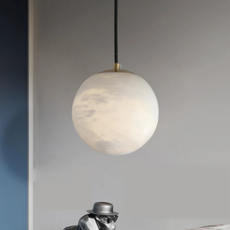 Joyfuzzy Hansa Alabaster Ball Pendant Light, Island Mini Pendant Light