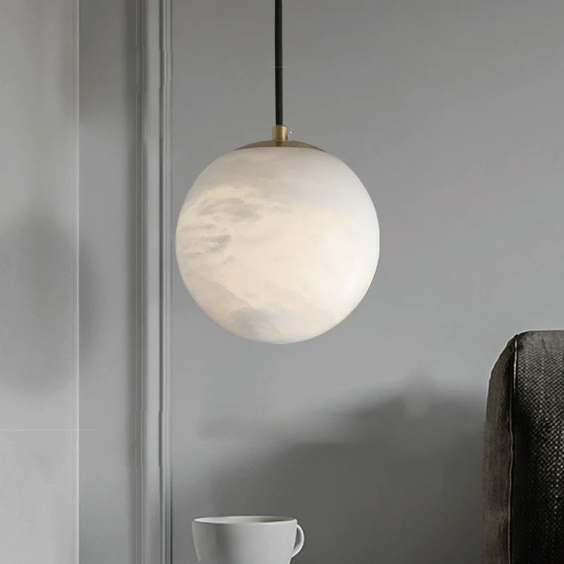 Joyfuzzy Hansa Alabaster Ball Pendant Light, Island Mini Pendant Light