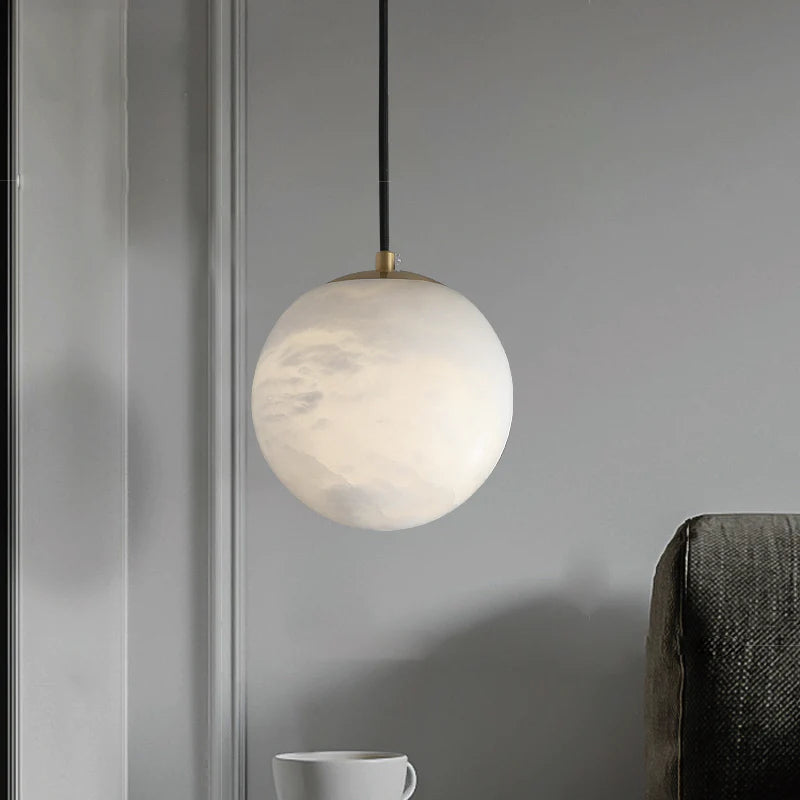 Joyfuzzy Hansa Alabaster Ball Pendant Light, Island Mini Pendant Light