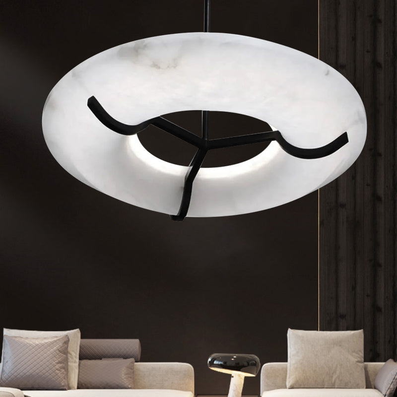 Joyfuzzy Isla Round Alabaster Dining Room Chandelier, Modern Lamp