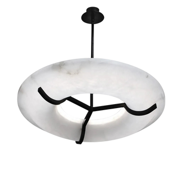 Joyfuzzy Isla Round Alabaster Dining Room Chandelier, Modern Lamp