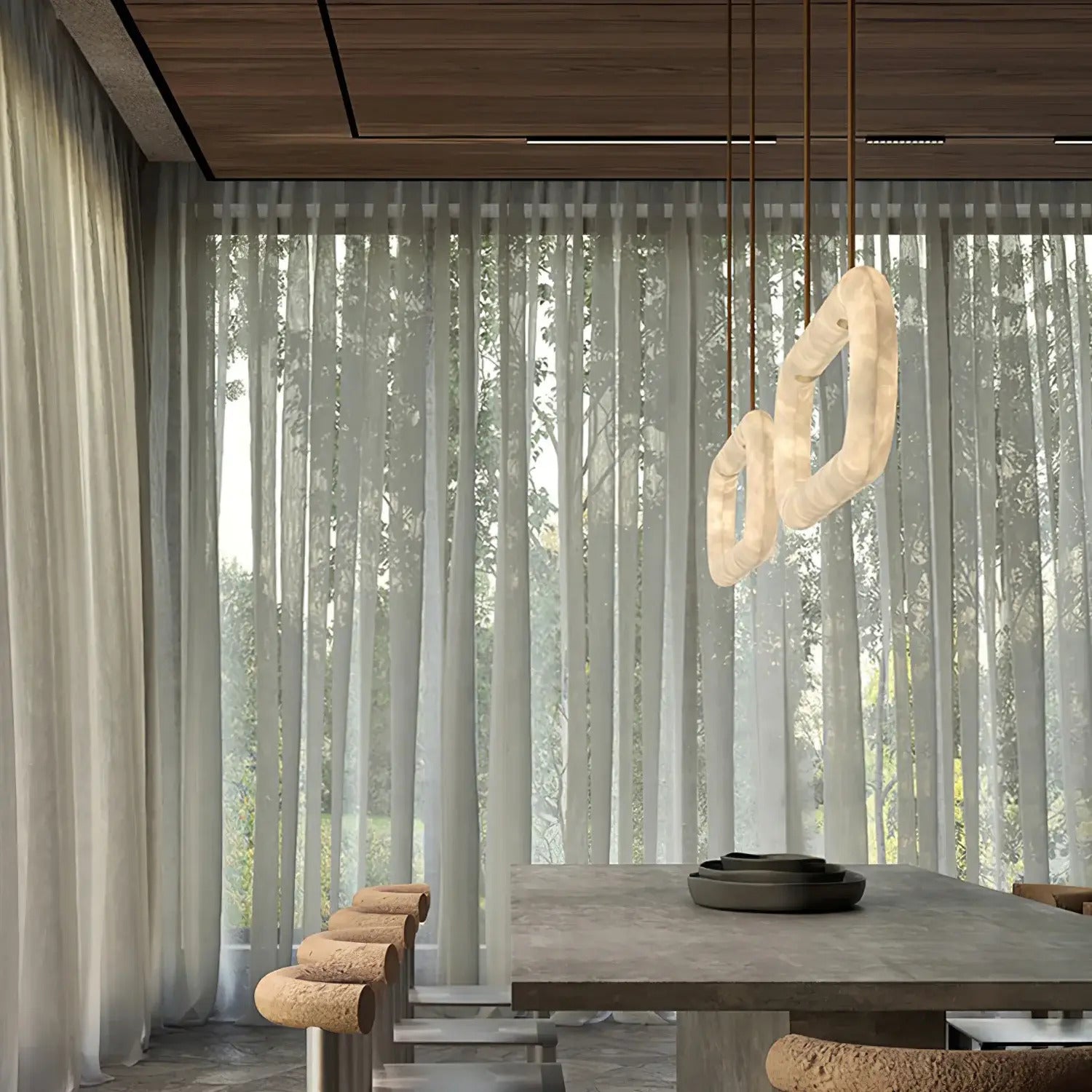 Joyfuzzy Circle Alabaster Chandelier