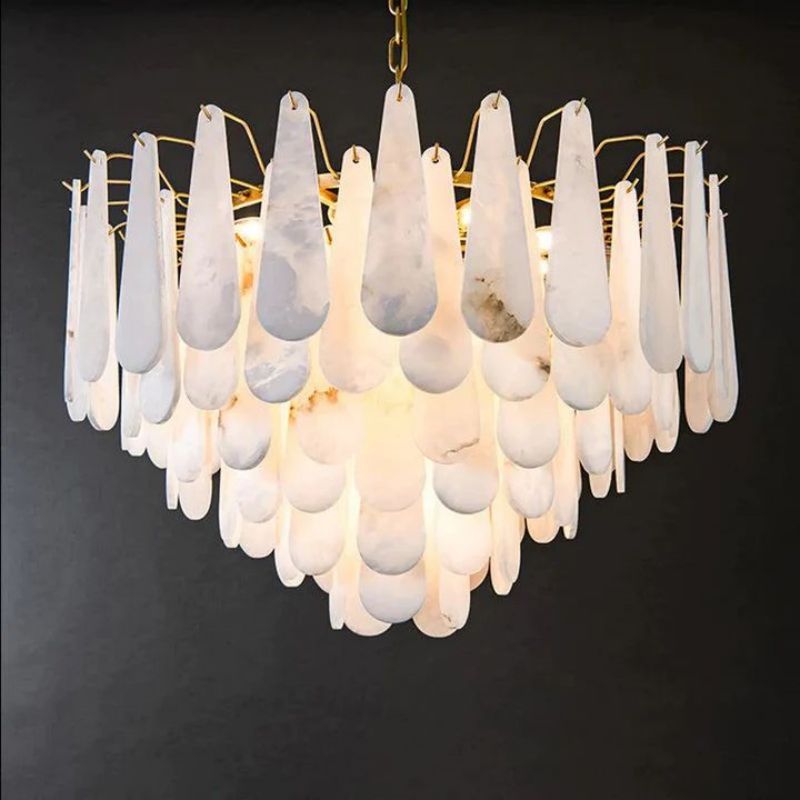 Joyfuzzy Laura Alabster Feathery Chandelier