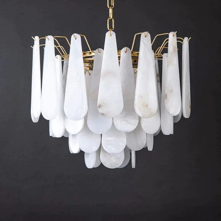 Joyfuzzy Laura Alabster Feathery Chandelier