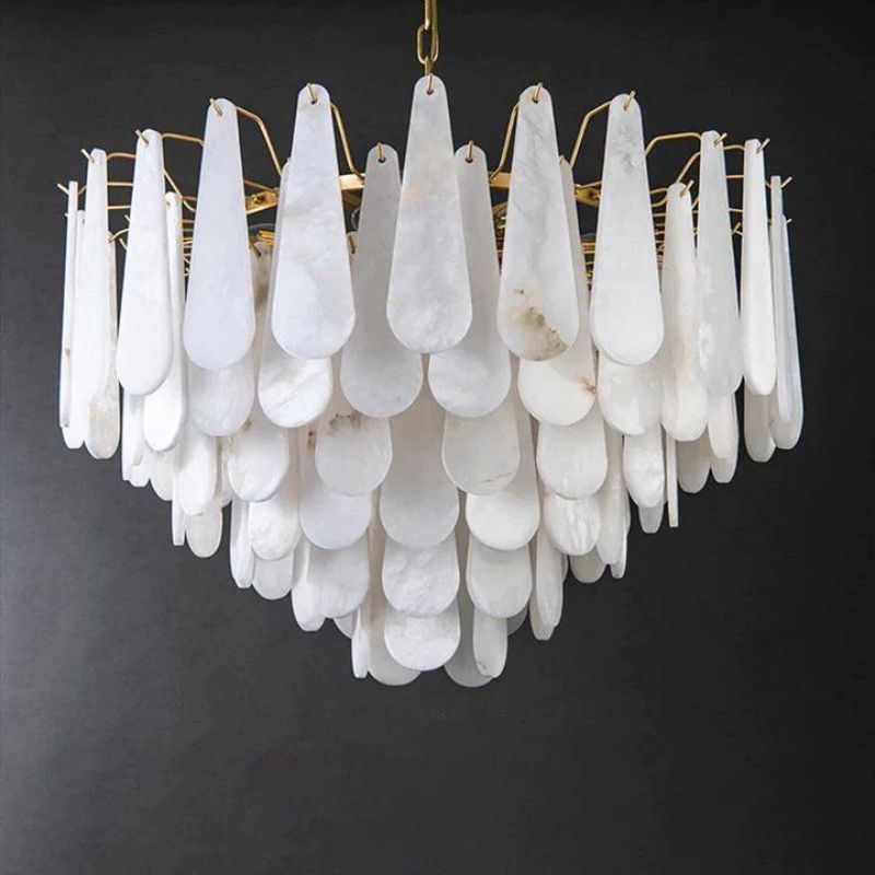 Joyfuzzy Laura Alabster Feathery Chandelier