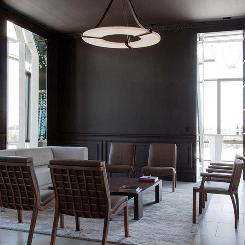 Joyfuzzy Madge Round Alabaster Plate Chandelier, Illumination Lamps