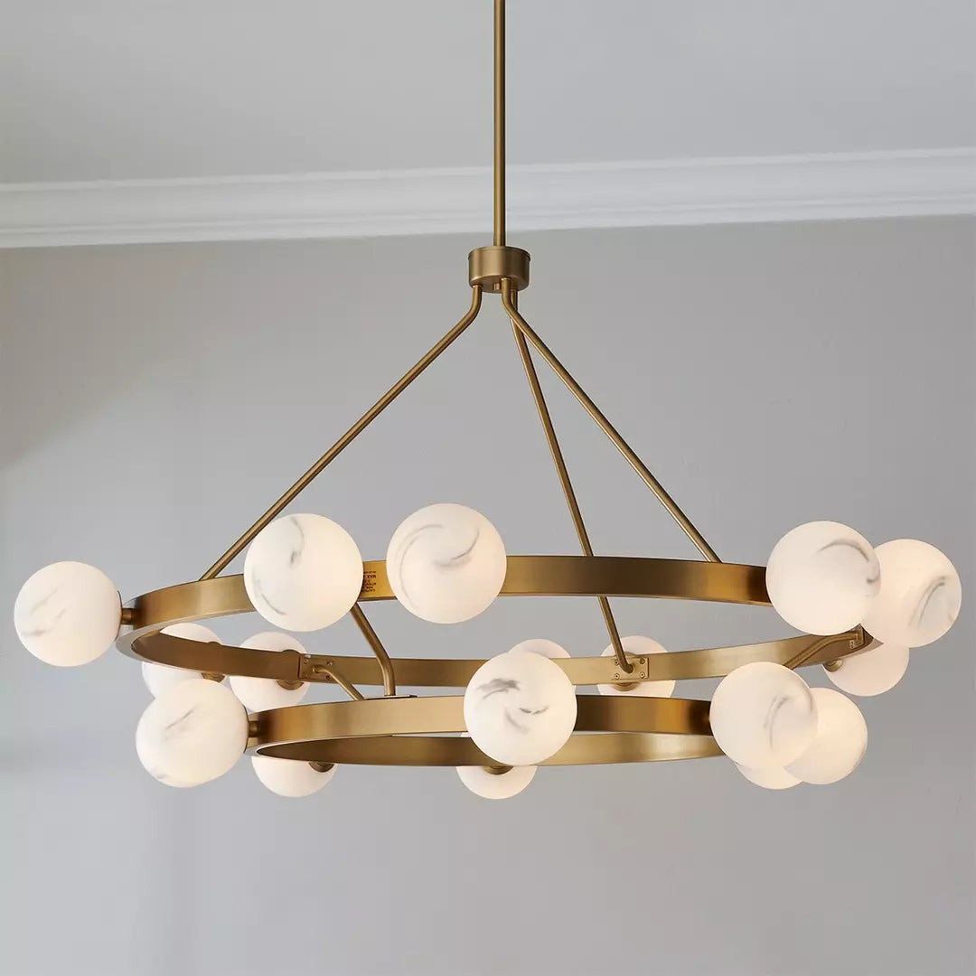 Joyfuzzy Modern Remolina Alabaster 2-Tier Chandelier For Living Room Dining Room