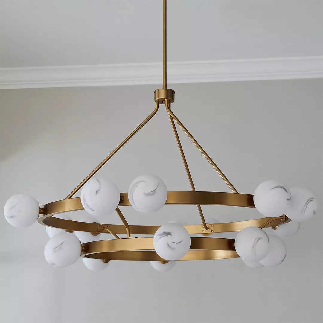 Joyfuzzy Modern Remolina Alabaster 2-Tier Chandelier For Living Room Dining Room