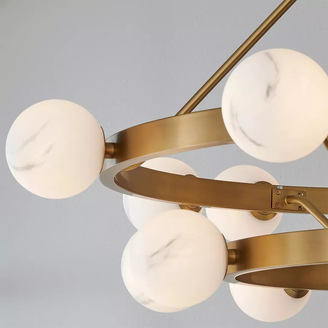 Joyfuzzy Modern Remolina Alabaster 2-Tier Chandelier For Living Room Dining Room