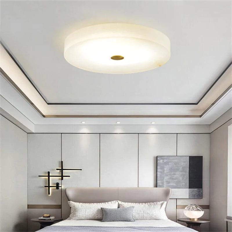 Joyfuzzy Modern Round Alabaster Flush Mounted chandelier