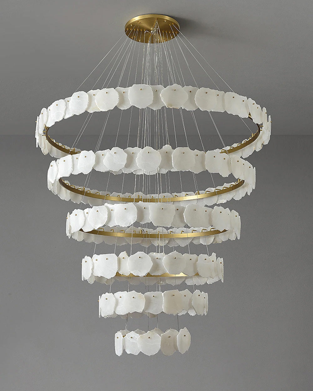 Merlin Tiered Circular Alabaster Chandelier-Chandelier-Joyfuzzy-Ø47"xH79"-Gold-Warm White-Joyfuzzy
