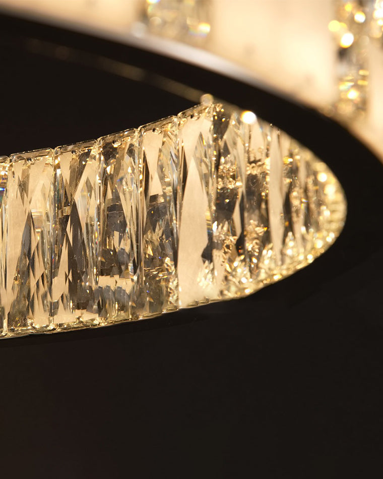 Joyfuzzy Tiered Round Crystal Alabaster Chandelier