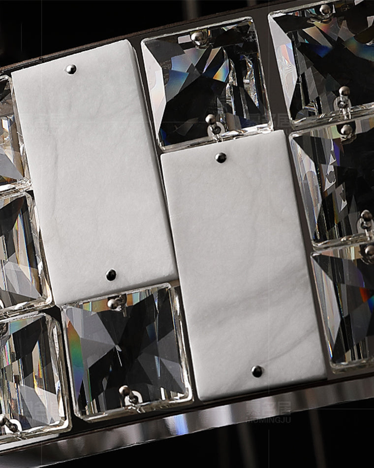 Joyfuzzy Tiered Round Crystal Alabaster Chandelier