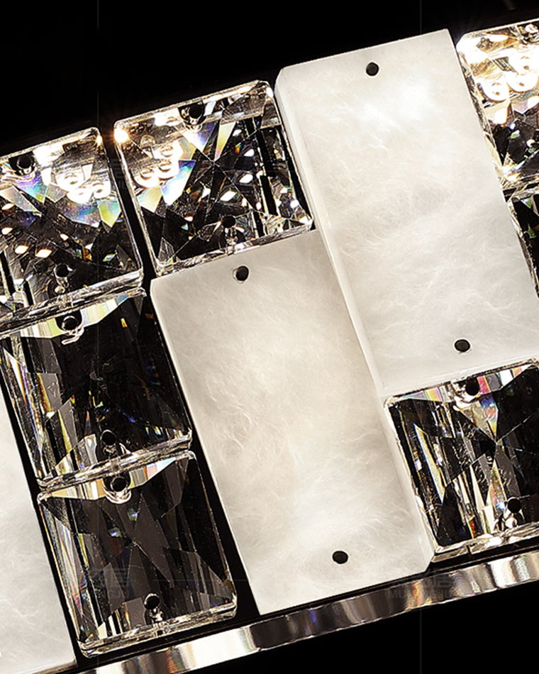 Joyfuzzy Tiered Round Crystal Alabaster Chandelier