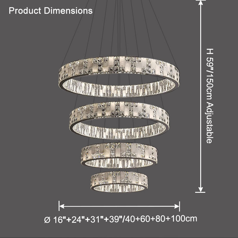 Joyfuzzy Tiered Round Crystal Alabaster Chandelier