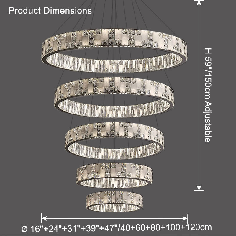 Joyfuzzy Tiered Round Crystal Alabaster Chandelier