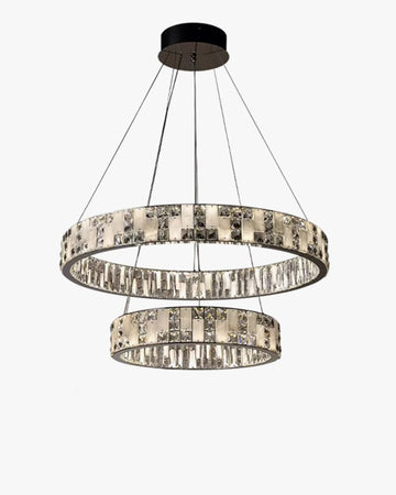 Joyfuzzy Tiered Round Crystal Alabaster Chandelier