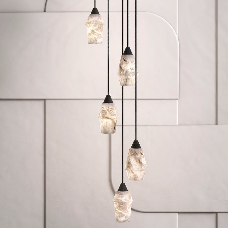 Joyfuzzy Tobey Alabaster Pendant Lighting, Interior Hanging Chandelier