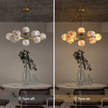 Mid Century Modern Sputnik 12 Light Gold Alabaster Globe Chandelier - Joyfuzzy