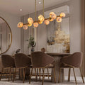 Mid Century Modern Sputnik 12 Light Gold Alabaster Globe Chandelier - Joyfuzzy