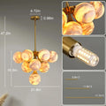 Mid Century Modern Sputnik 12 Light Gold Alabaster Globe Chandelier - Joyfuzzy