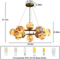 Mid Century Modern Sputnik 12 Light Gold Alabaster Globe Chandelier - Joyfuzzy