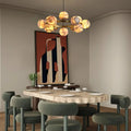 Mid Century Modern Sputnik 12 Light Gold Alabaster Globe Chandelier - Joyfuzzy