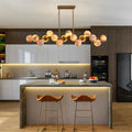 Mid Century Modern Sputnik 12 Light Gold Alabaster Globe Chandelier - Joyfuzzy