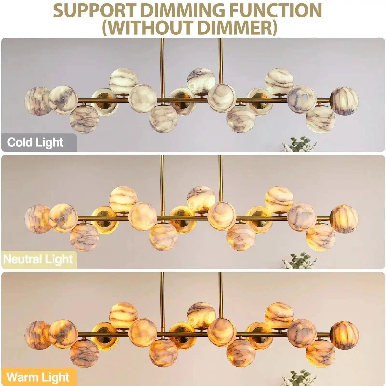 Mid Century Modern Sputnik 12 Light Gold Alabaster Globe Chandelier - Joyfuzzy