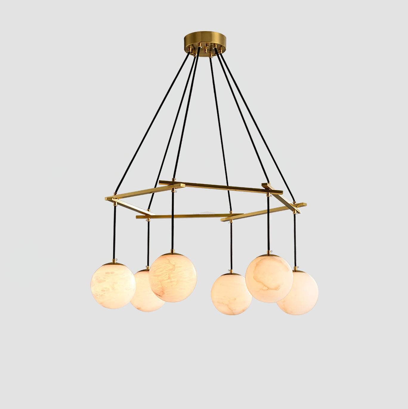 Miira Alabaster Chandelier with 3/6/8 heads - 6 heads 29.5" x H 59"/ Dia 75cm x H 150cmBrass & White AlabasterJoyfuzzy