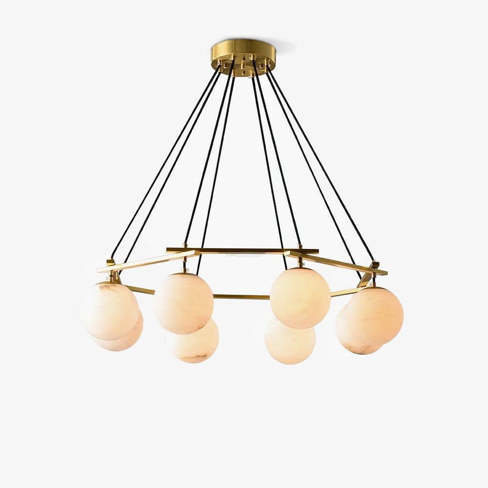 Miira Alabaster Chandelier with 3/6/8 heads - 3 heads 21.6" x H 59"/ Dia 55cm x H 150cmBrass & White AlabasterJoyfuzzy