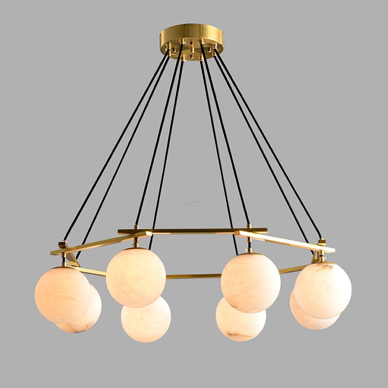 Miira Alabaster Chandelier with 3/6/8 heads - 3 heads 21.6" x H 59"/ Dia 55cm x H 150cmBrass & White AlabasterJoyfuzzy