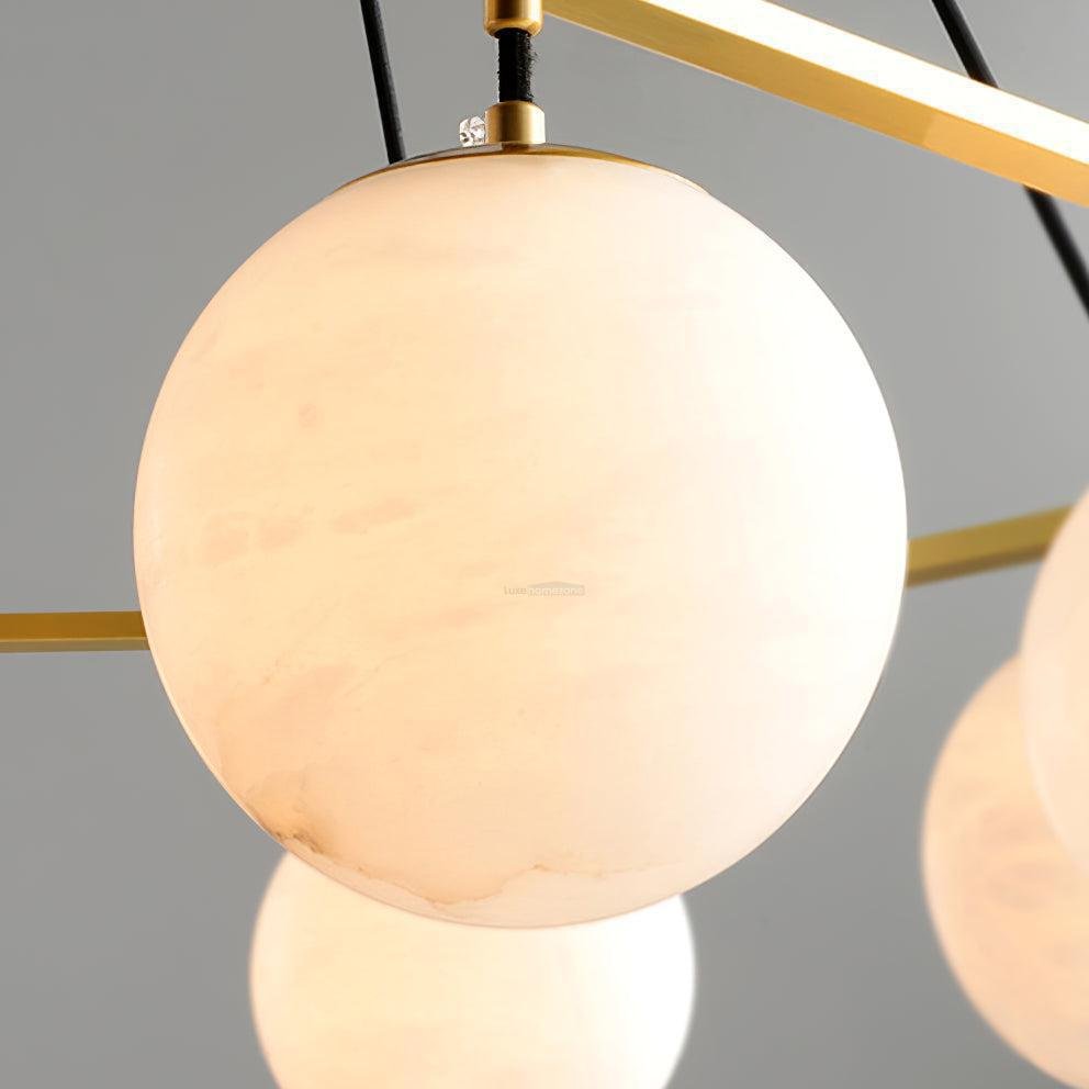 Miira Alabaster Chandelier with 3/6/8 heads - 3 heads 21.6" x H 59"/ Dia 55cm x H 150cmBrass & White AlabasterJoyfuzzy