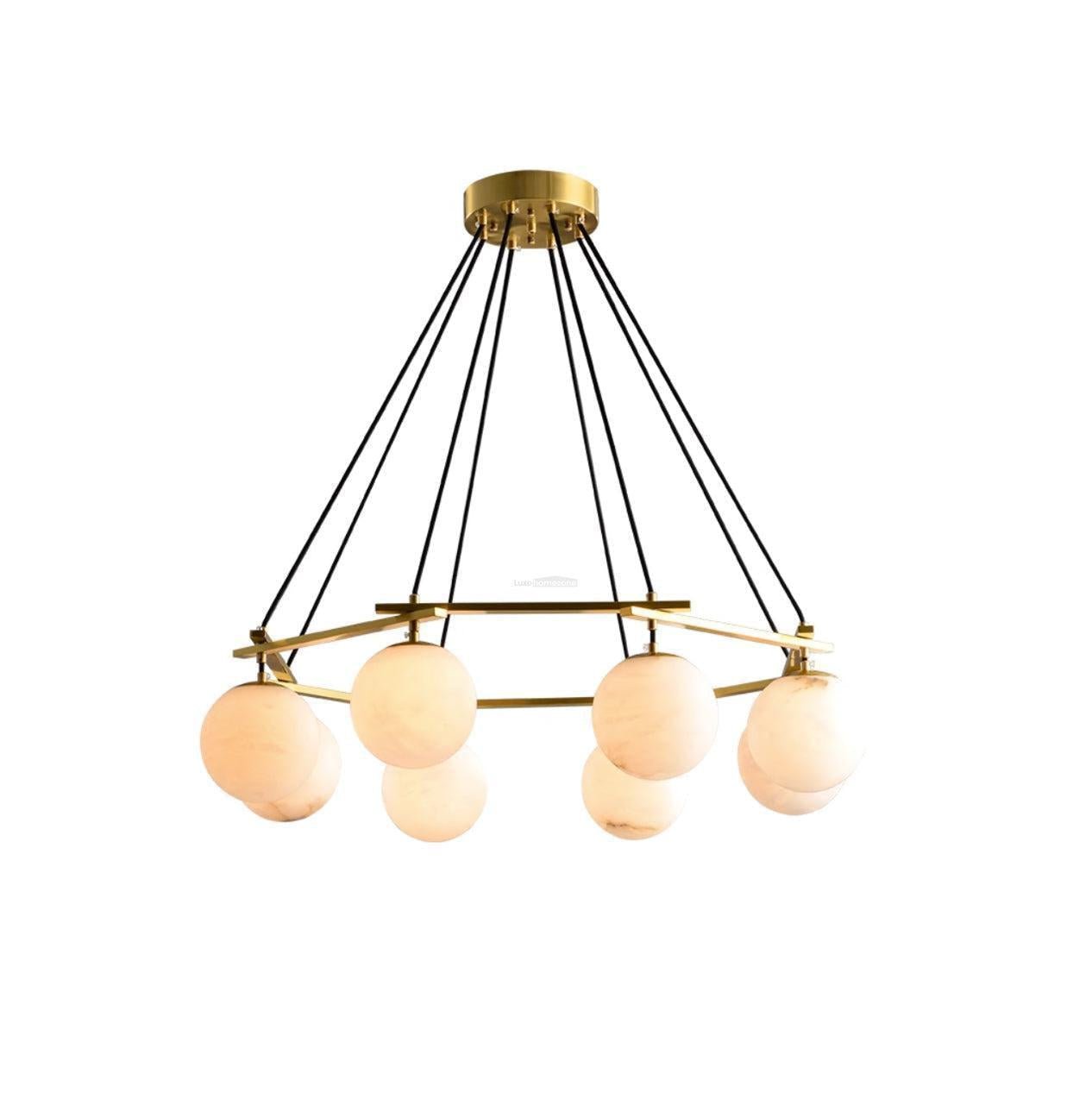 Miira Alabaster Chandelier with 3/6/8 heads - 3 heads 21.6" x H 59"/ Dia 55cm x H 150cmBrass & White AlabasterJoyfuzzy