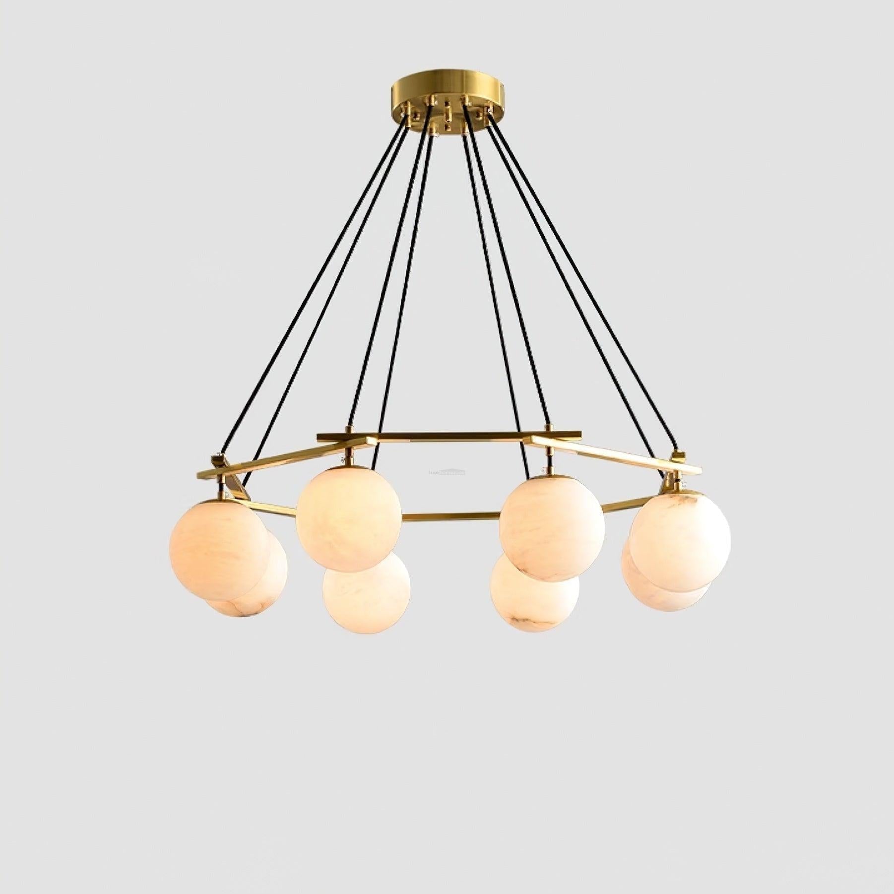 Miira Alabaster Chandelier with 3/6/8 heads - 8 heads 34.6" x H 59"/ Dia 88cm x H 150cmBrass & White AlabasterJoyfuzzy