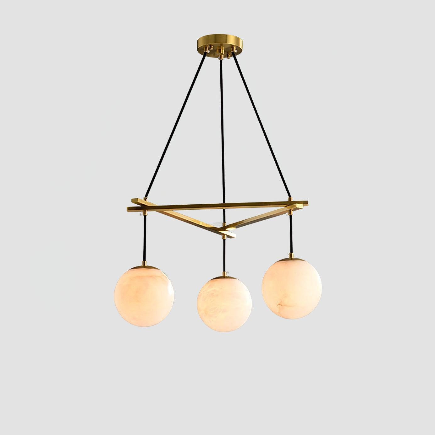 Miira Alabaster Chandelier with 3/6/8 heads - 3 heads 21.6" x H 59"/ Dia 55cm x H 150cmBrass & White AlabasterJoyfuzzy