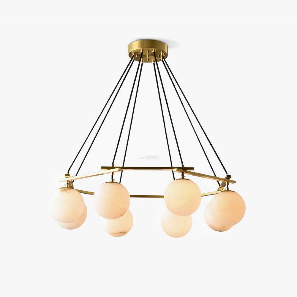Miira Alabaster Chandelier with 3/6/8 heads - 3 heads 21.6" x H 59"/ Dia 55cm x H 150cmBrass & White AlabasterJoyfuzzy