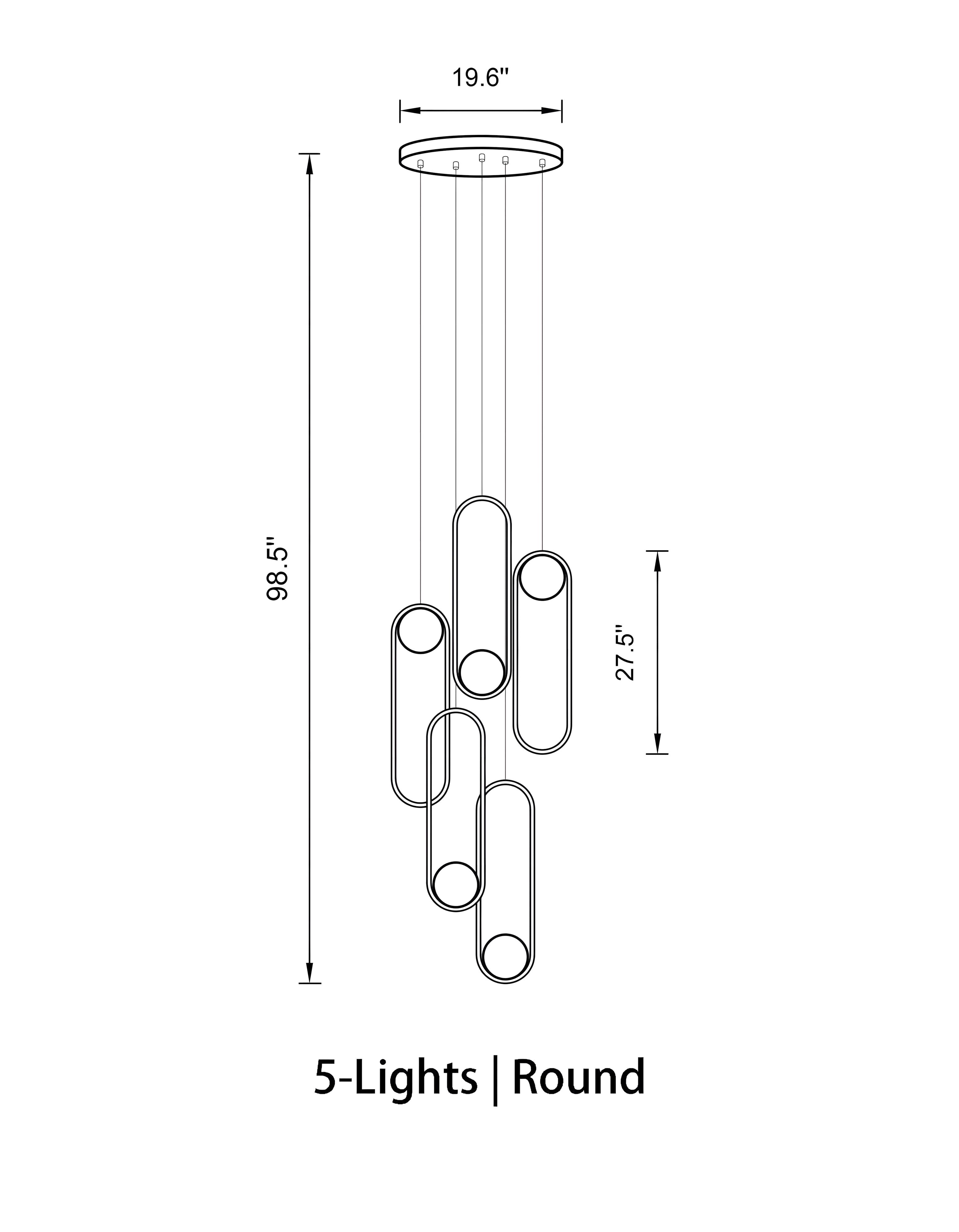 Mila Chandelier - Rectangle - 5 Lights ( L 27.5" × W 3.93" × H 98.5" )BlackJoyfuzzy
