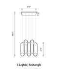 Mila Chandelier - Rectangle - 5 Lights ( L 27.5