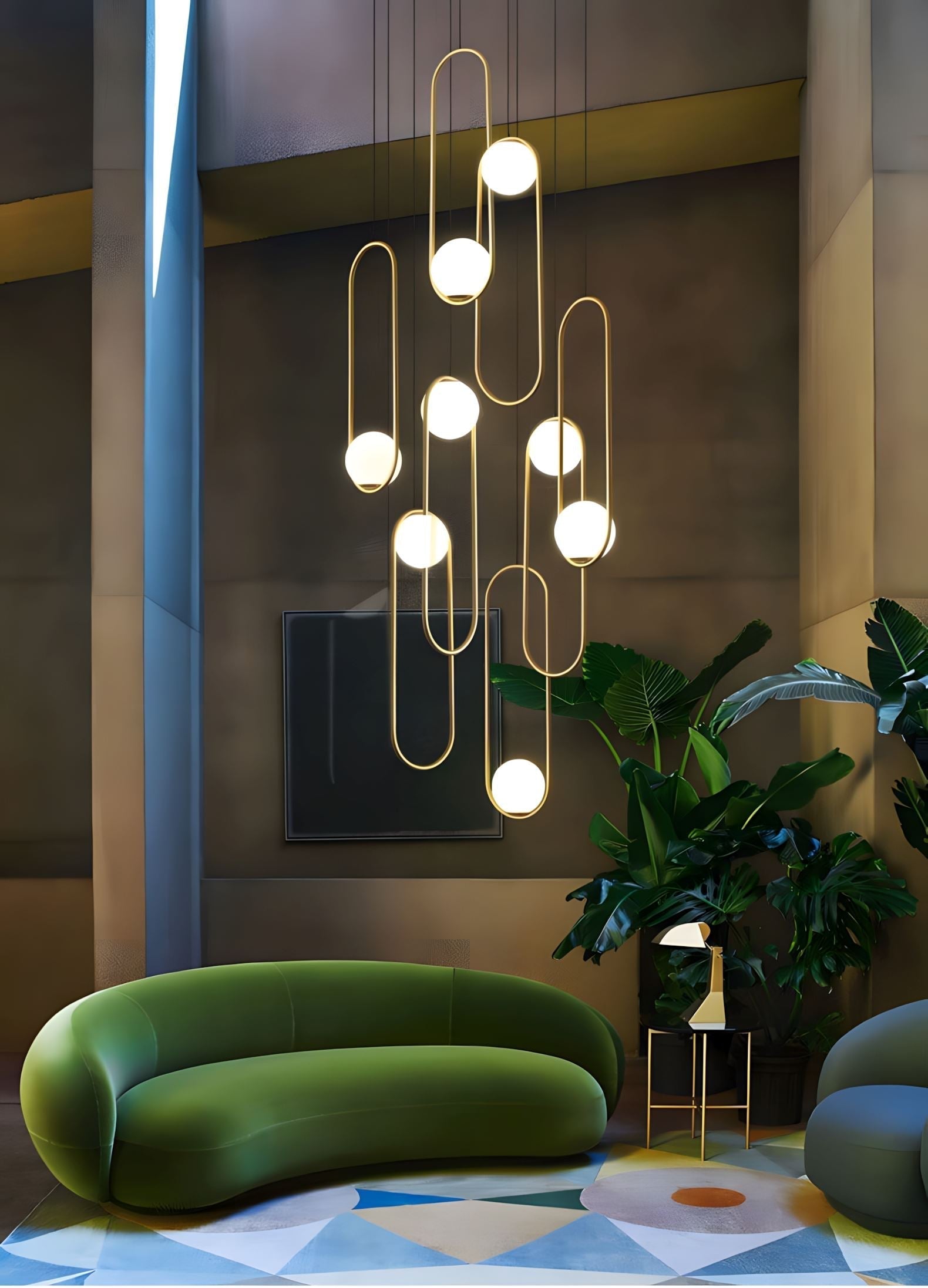 Mila Chandelier - Rectangle - 5 Lights ( L 27.5" × W 3.93" × H 98.5" )BlackJoyfuzzy