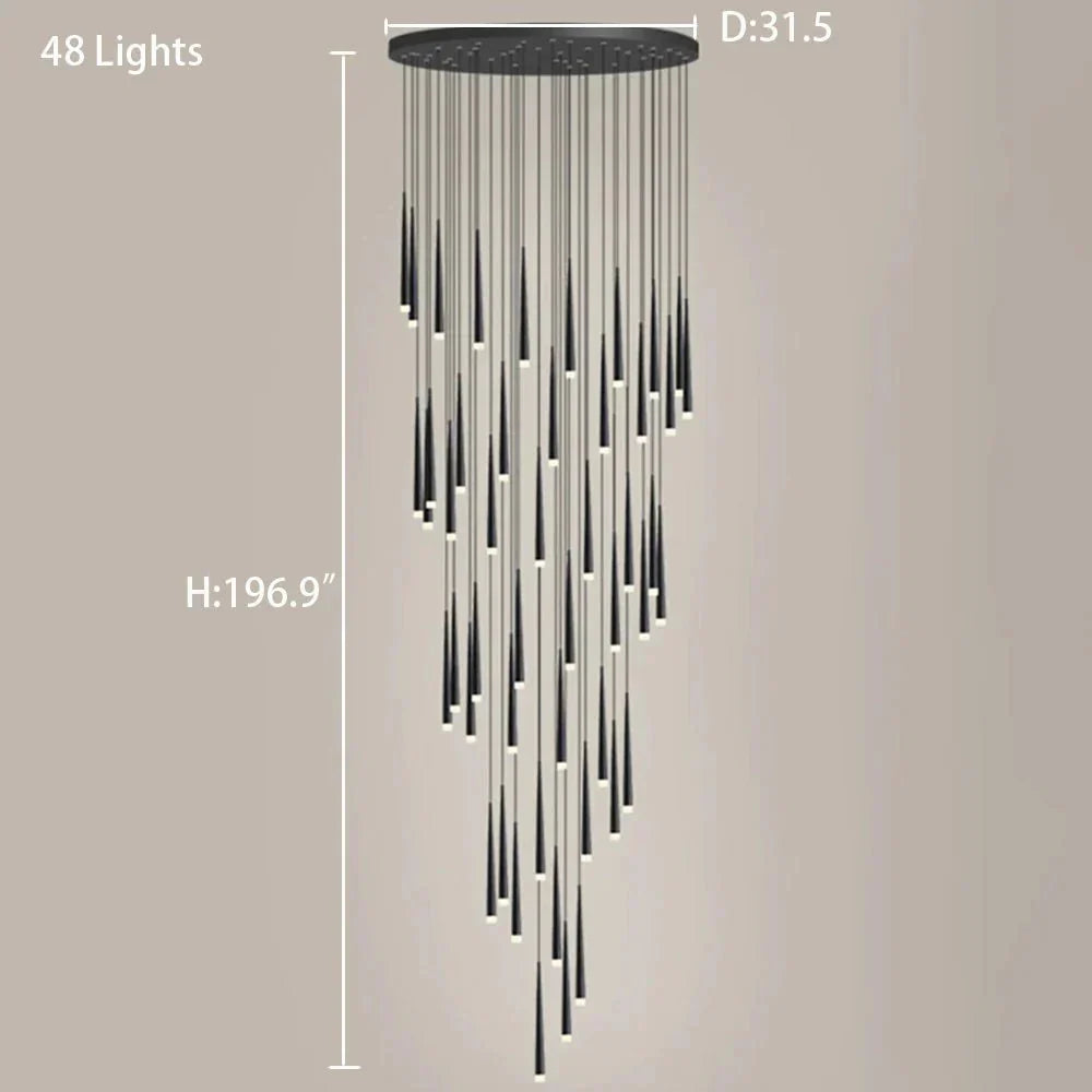 Minimalism Foyer Staircase Chandelier Ceiling Pendant Lighting Fixture For Living Room Entryway In Gold/ Black Finish - Joyfuzzy