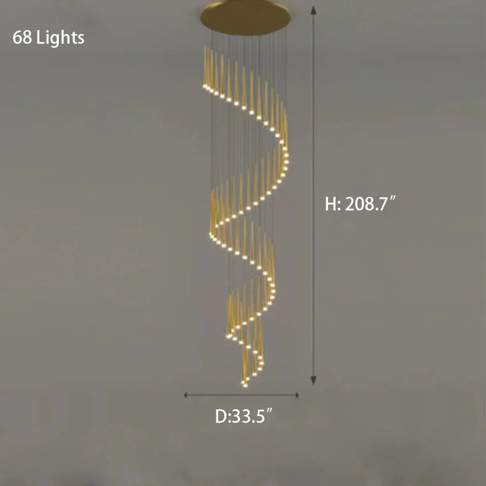 Minimalism Foyer Staircase Chandelier Ceiling Pendant Lighting Fixture For Living Room Entryway In Gold/ Black Finish - Joyfuzzy