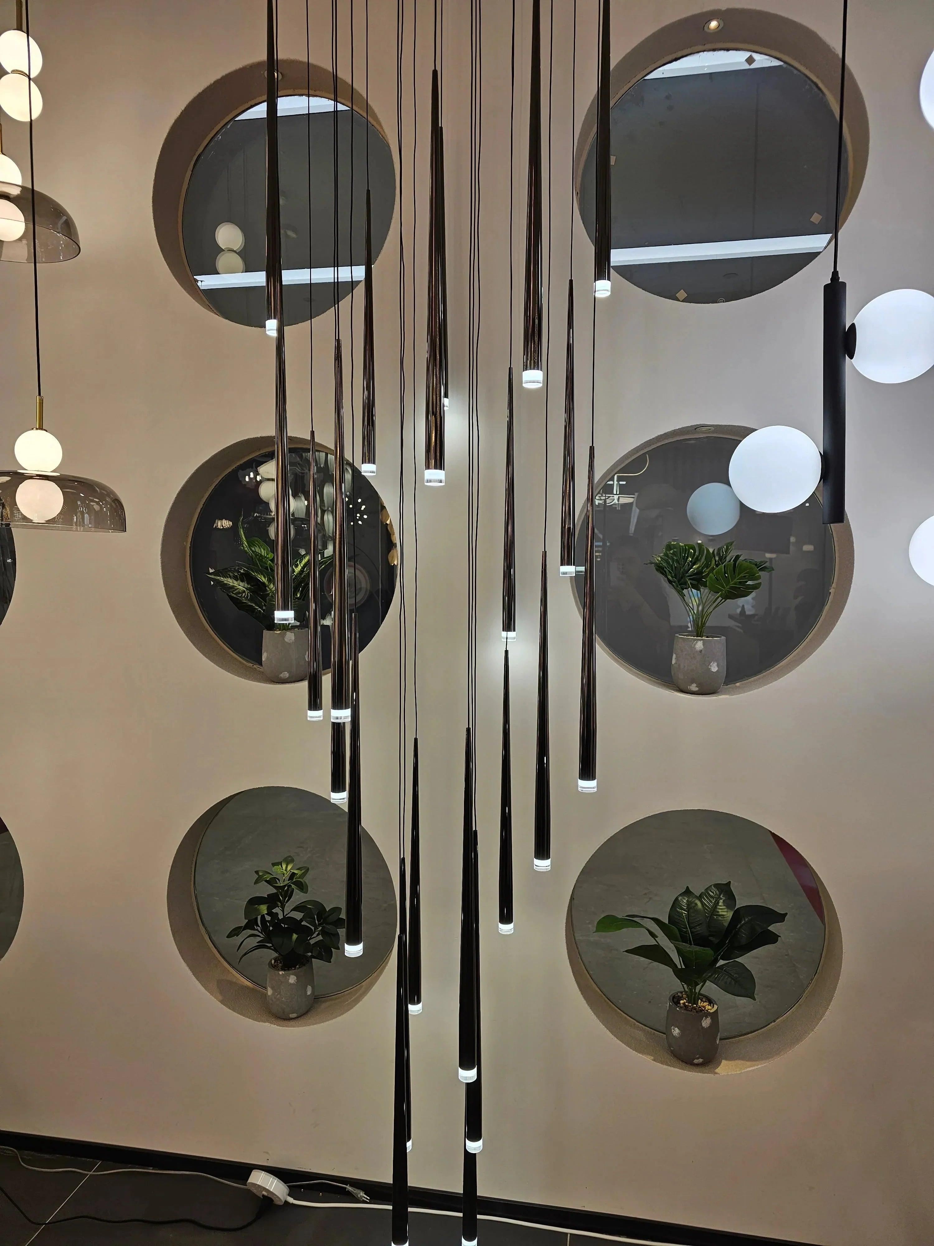 Minimalism Foyer Staircase Chandelier Ceiling Pendant Lighting Fixture For Living Room Entryway In Gold/ Black Finish - Joyfuzzy