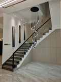 Minimalism Foyer Staircase Chandelier Ceiling Pendant Lighting Fixture For Living Room Entryway In Gold/ Black Finish - Joyfuzzy