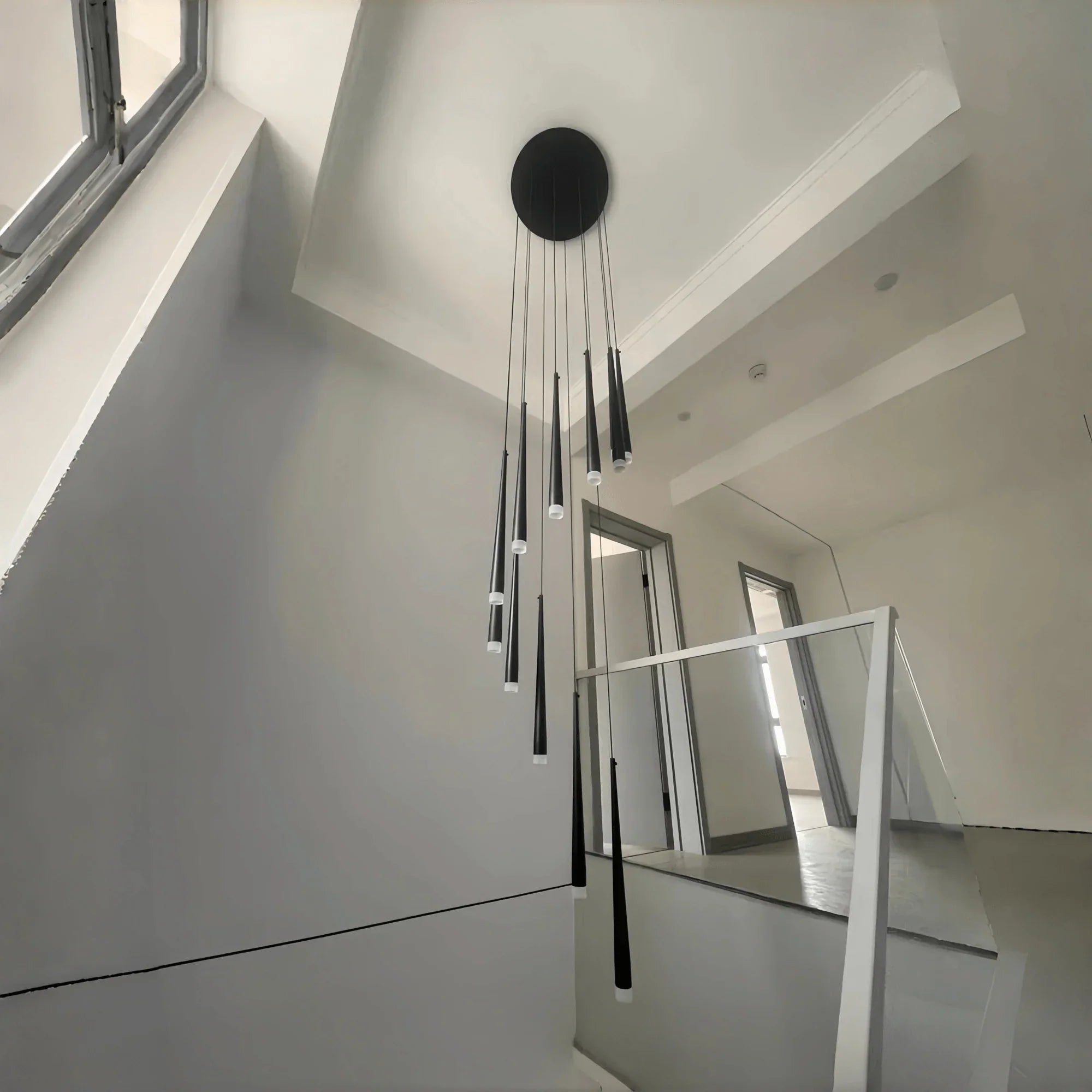 Minimalism Foyer Staircase Chandelier Ceiling Pendant Lighting Fixture For Living Room Entryway In Gold/ Black Finish - Joyfuzzy