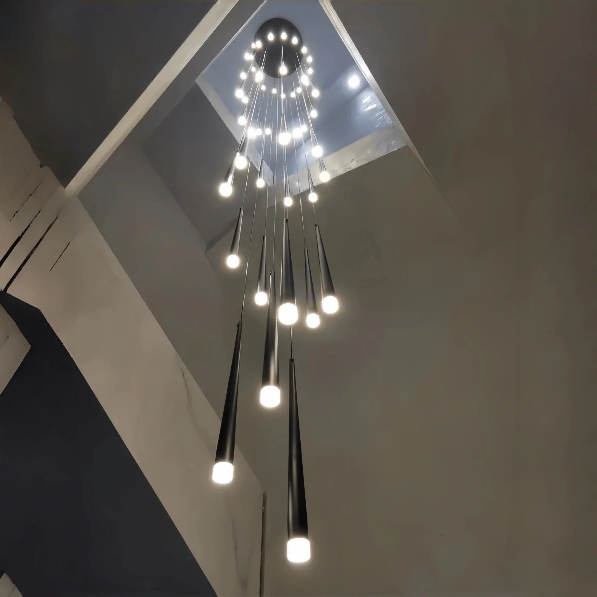 Minimalism Foyer Staircase Chandelier Ceiling Pendant Lighting Fixture For Living Room Entryway In Gold/ Black Finish - Joyfuzzy